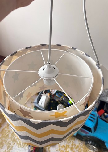 Sarı ve gri desenli çift katlı avize - Görsel 2