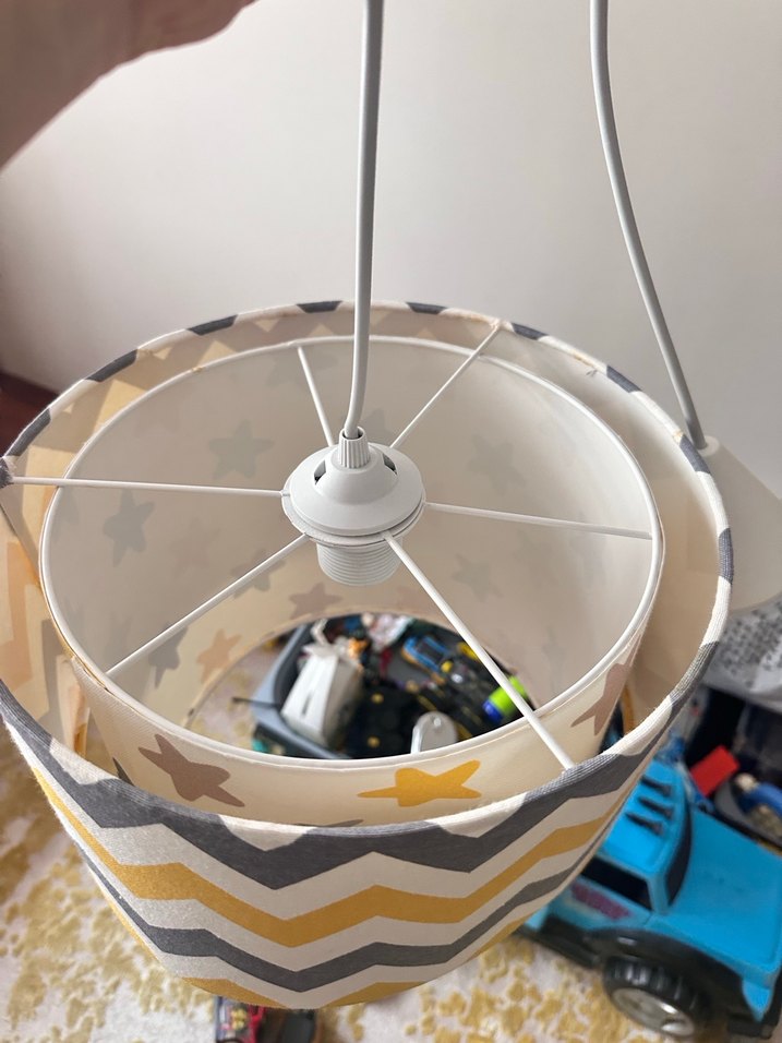 Sarı ve gri desenli çift katlı avize - Görsel 2