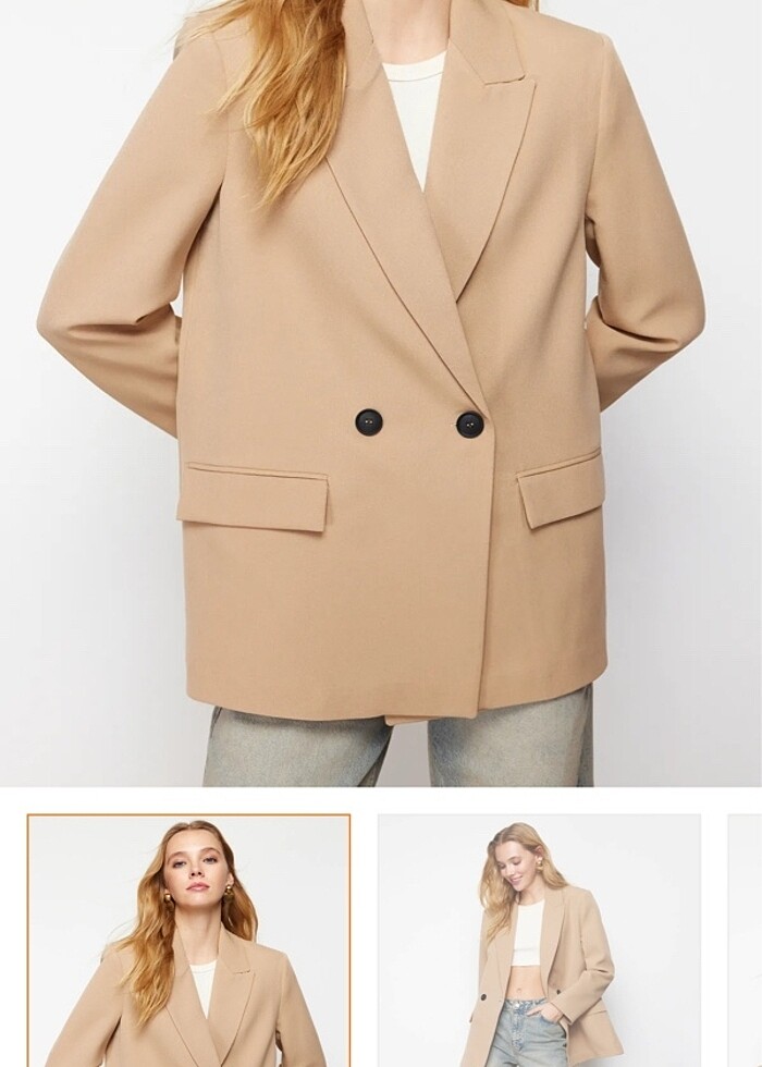 Camel blazer ceket - Görsel 2