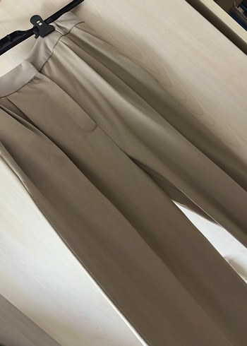 Bej palazzo Kadın Kumaş Pantolon - Görsel 3