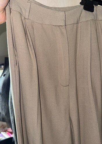 Bej palazzo Kadın Kumaş Pantolon - Görsel 4