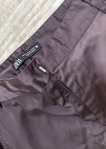 Kadın mürdüm kargo tarzı saten Pantolon - Görsel 3