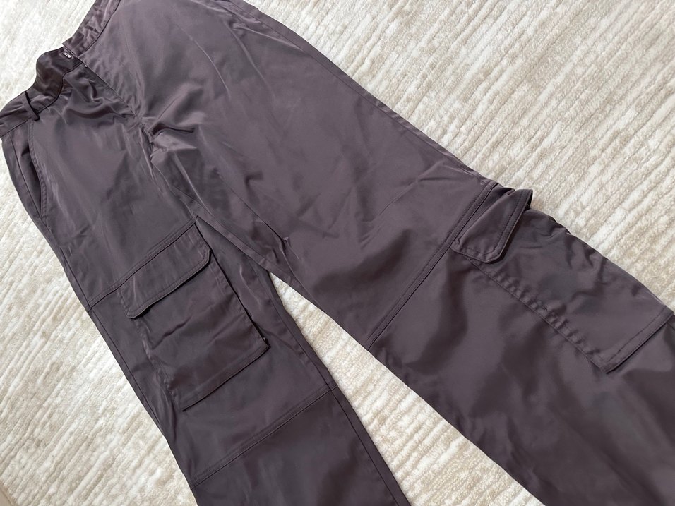 Kadın mürdüm kargo tarzı saten Pantolon - Görsel 2