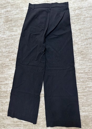 Lacivert Kadın Çİzgili Kumaş Pantolon - Görsel 3