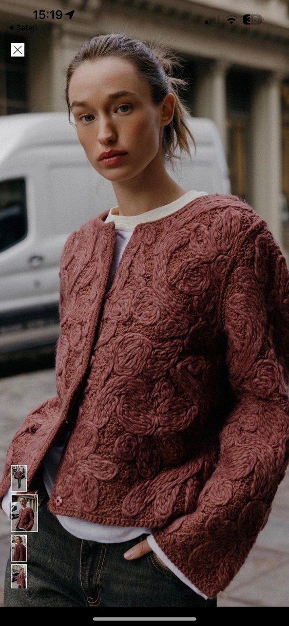 Kadın bordo Örgü Salaş Ceket - Görsel 2