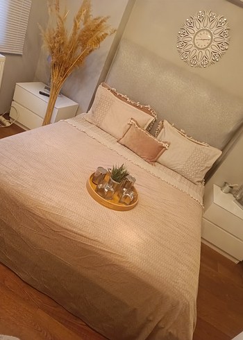  Beden camel Renk Bej Renkli Düz Yatak Örtüsü