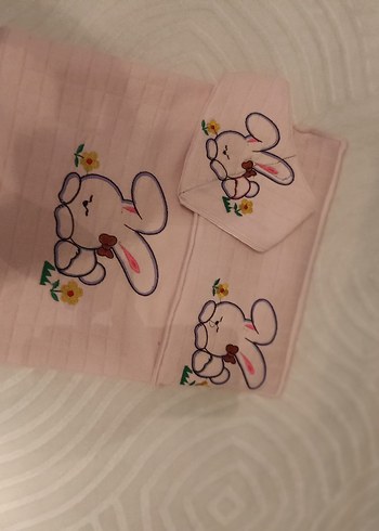 Beden Renk Nakışlı Pembe Bebek Pamuklu Uyku Seti