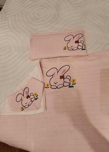 Beden Nakışlı Pembe Bebek Pamuklu Uyku Seti
