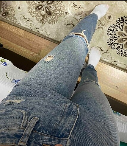 s Beden mavi Renk Mavi star yırtıklı indigo si jean pantolon