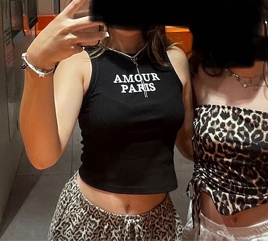 amour paris fitilli siyah crop