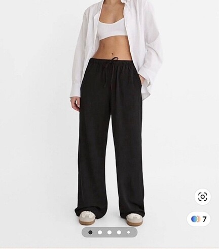 stradivarius siyah kumas keten pantolon