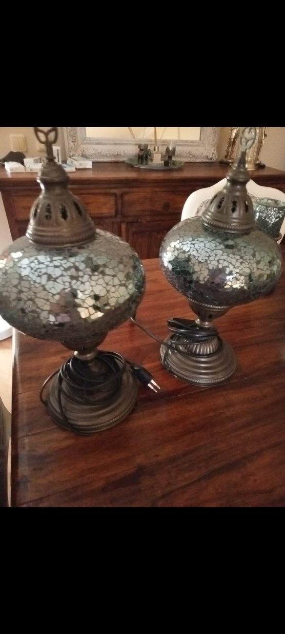 Turkuaz Mozaik Desenli Masa Lambası - Görsel 2