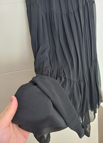 Şifon astarlı siyah etek - Görsel 2