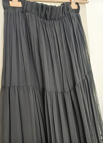 Şifon astarlı siyah etek - Görsel 3