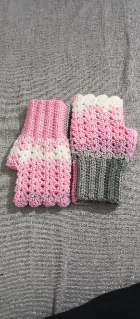 Pembe Gri Örgü Bohem Kadın Eldiveni - Görsel 5