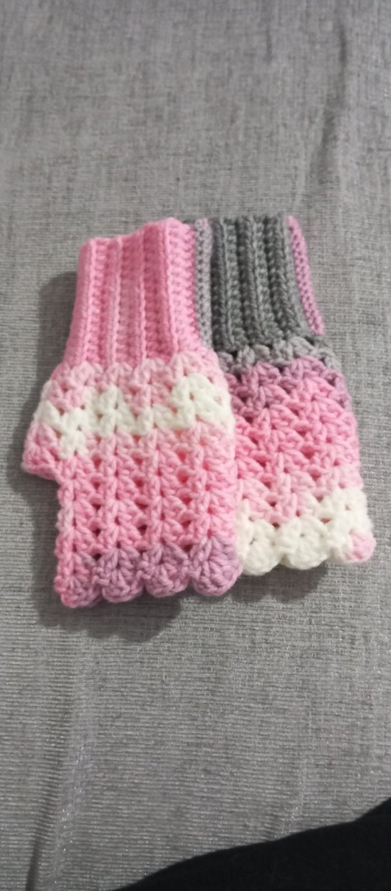 Pembe Gri Örgü Bohem Kadın Eldiveni - Görsel 2