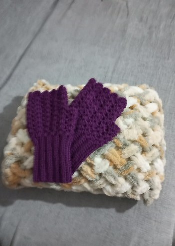 Mor Örgü Kadın Eldiven - Görsel 6