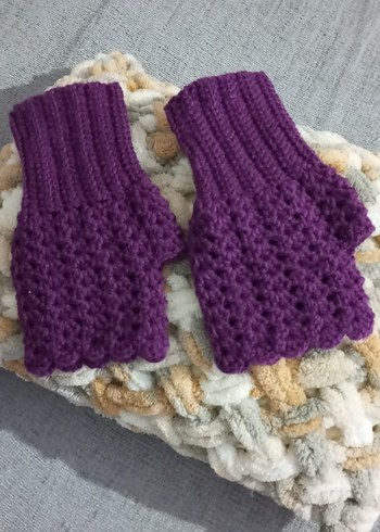 Mor Örgü Kadın Eldiven - Görsel 7