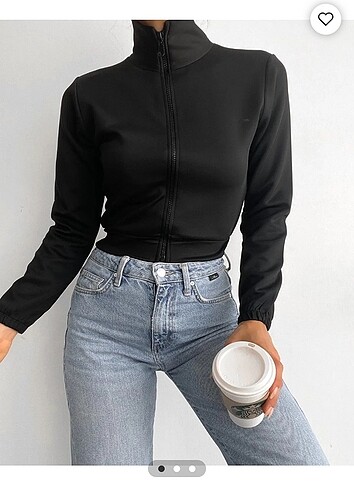 Zara Siyah sportif dalgıç kumaş crop spor ceket