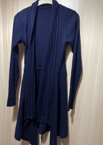 Uzun Kollu Lacivert Kadın Hırka - Görsel 2