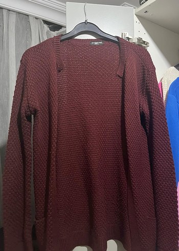 Bordo Örgü Kadın Hırka - Görsel 2