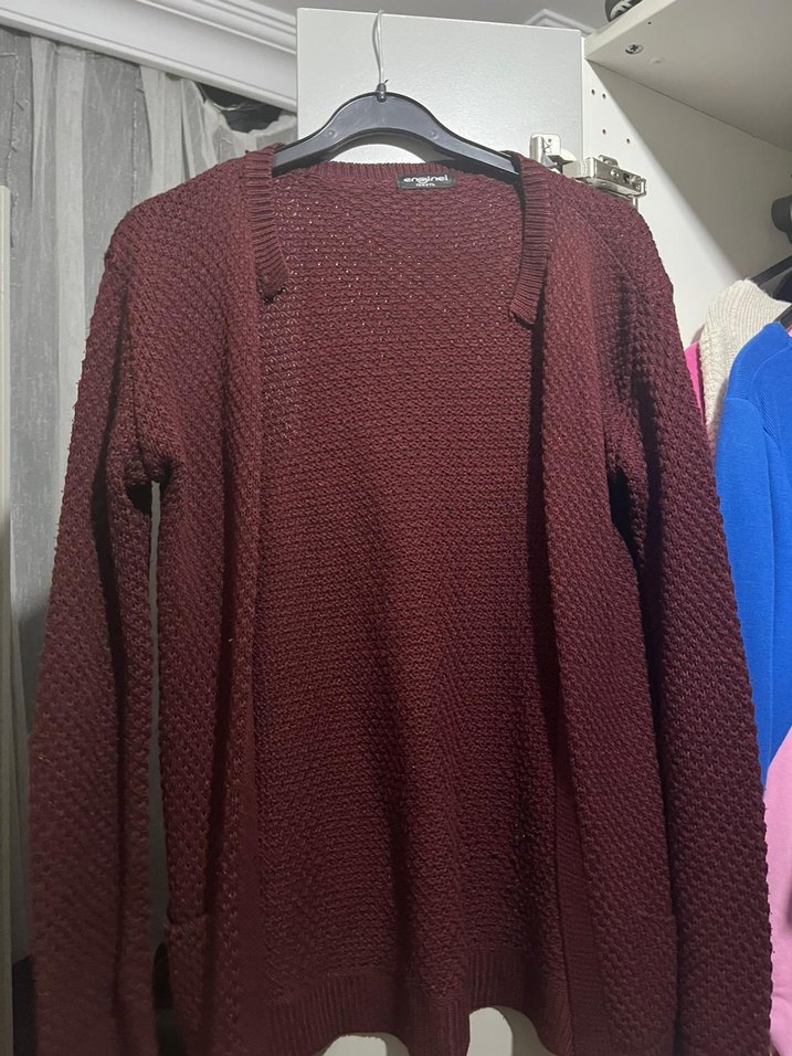 Bordo Örgü Kadın Hırka - Görsel 2