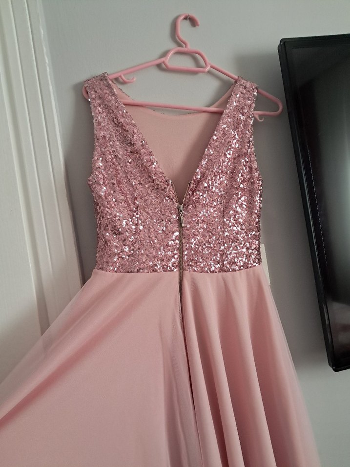 Pembe Payetli Midi Abiye Elbise - Görsel 3