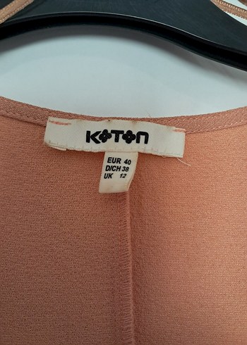 somon renk Midi V Yaka Salaş Elbise - Görsel 3