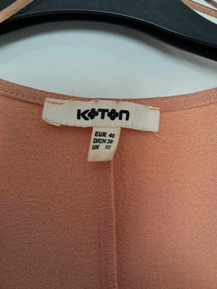 somon renk Midi V Yaka Salaş Elbise - Görsel 3