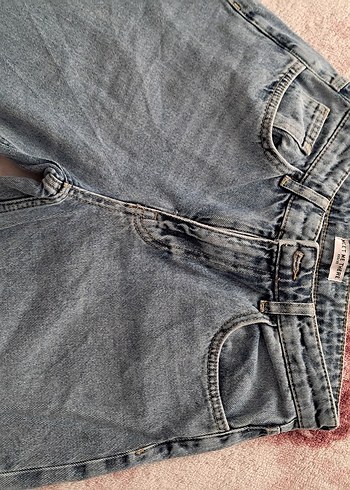 mavi Düğmeli Kadın Denim Pantolon - Görsel 2