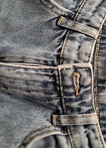 mavi Düğmeli Kadın Denim Pantolon - Görsel 3