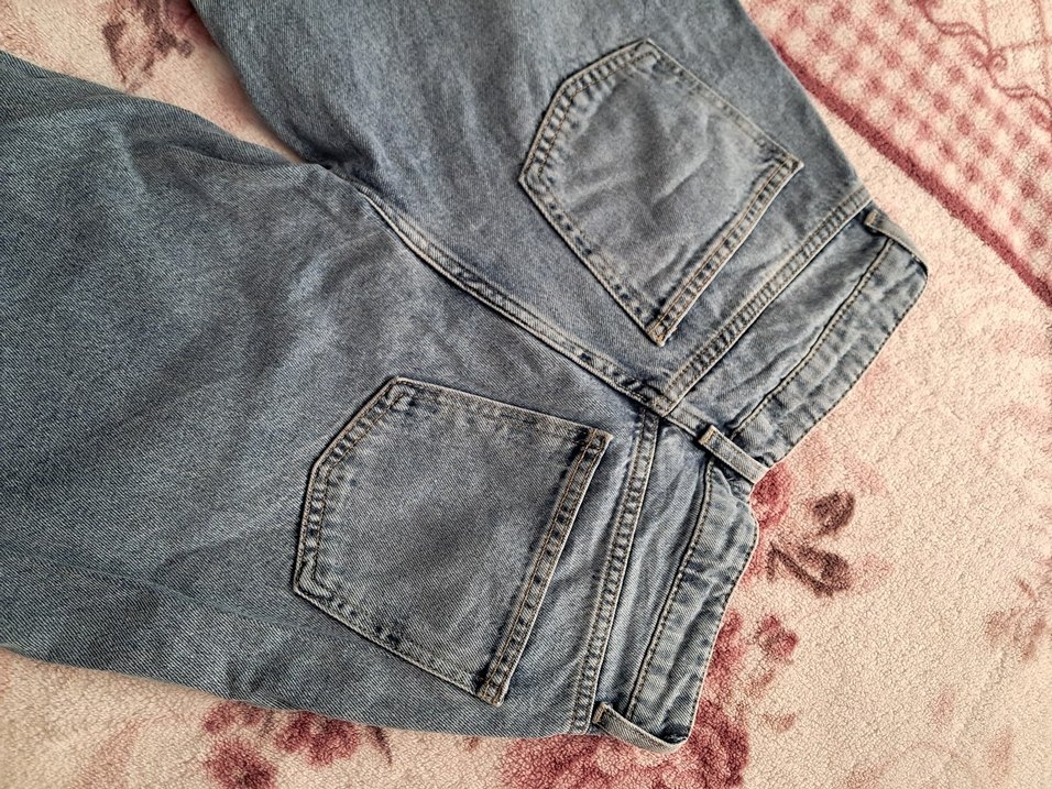 mavi Düğmeli Kadın Denim Pantolon - Görsel 4