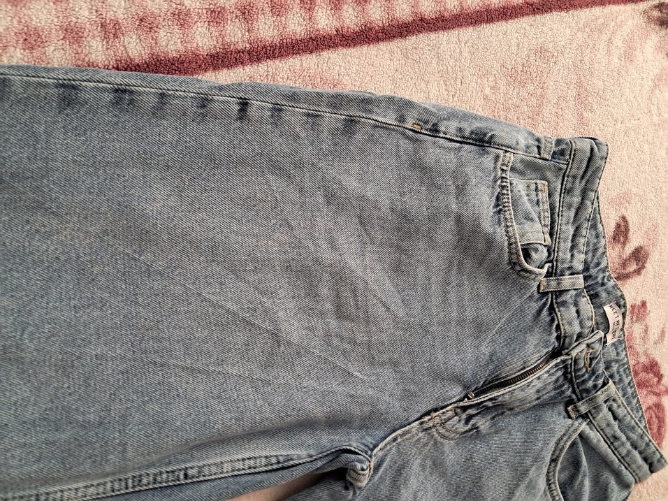 mavi Düğmeli Kadın Denim Pantolon - Görsel 5