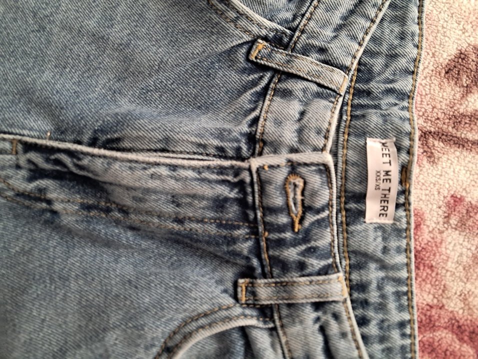 mavi Düğmeli Kadın Denim Pantolon - Görsel 3