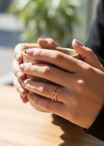 Altın Renkli Mini Payetli Kadın yüzük - Görsel 2