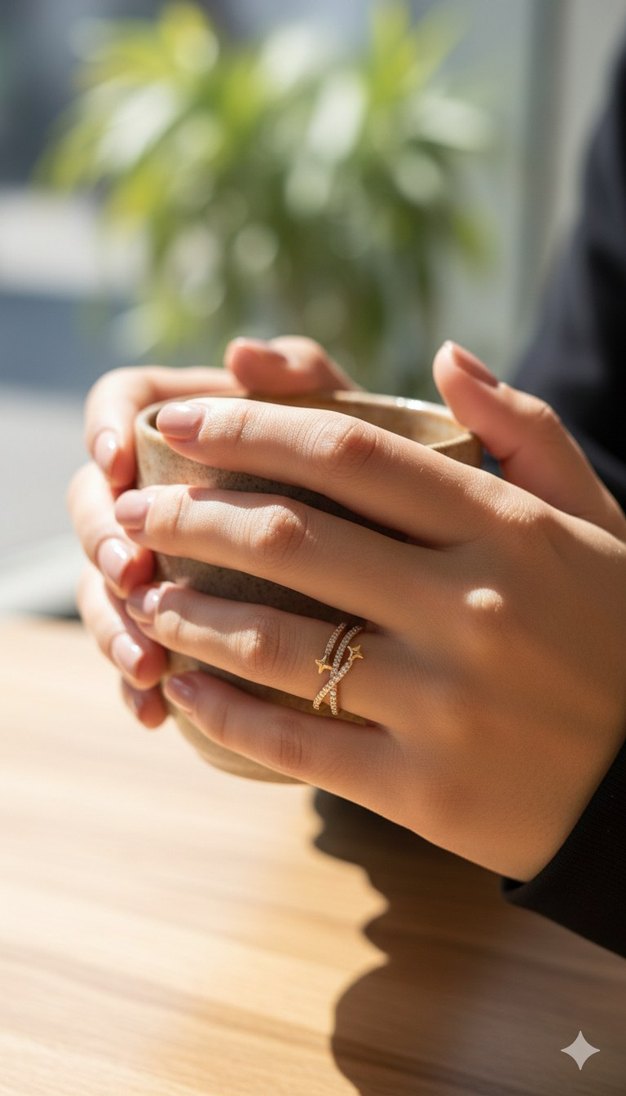 Altın Renkli Mini Payetli Kadın yüzük - Görsel 2