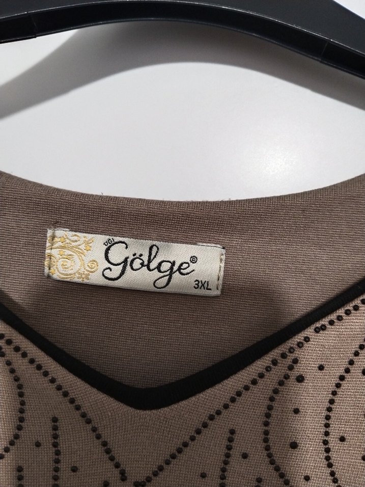 Bej Nakışlı Uzun Keten Elbise - Görsel 4