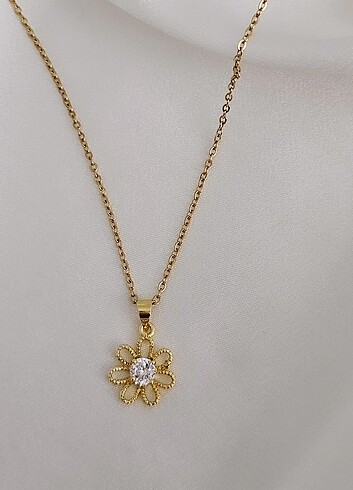Diğer Çelik Gold Papatya Kolye