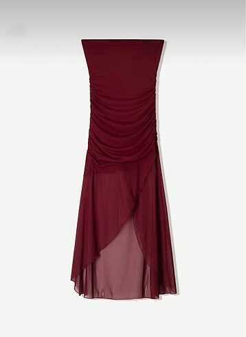 Bershka Bershka Straplez File Midi Elbise