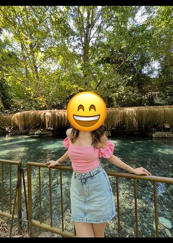 Düğmeli Mavi Batik Desenli Denim  Mini Etek - Görsel 3