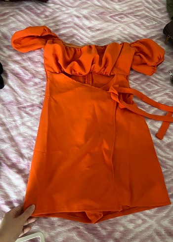 Parlak turuncu elbise - Görsel 3