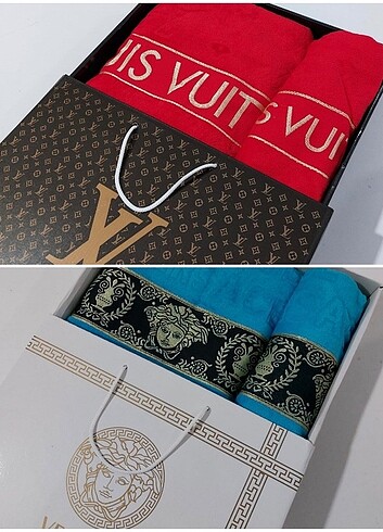 Versace Louis Vuitton ve Versace bir kutu içinde 50x 90 ve 70 x