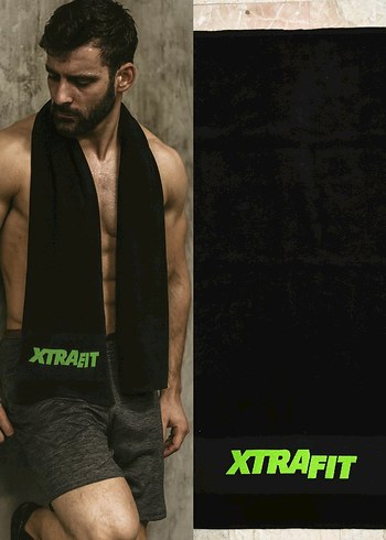 3 adet XTRAFIT Siyah Pamuk Spor Havlu 50x90 cm - Görsel 2