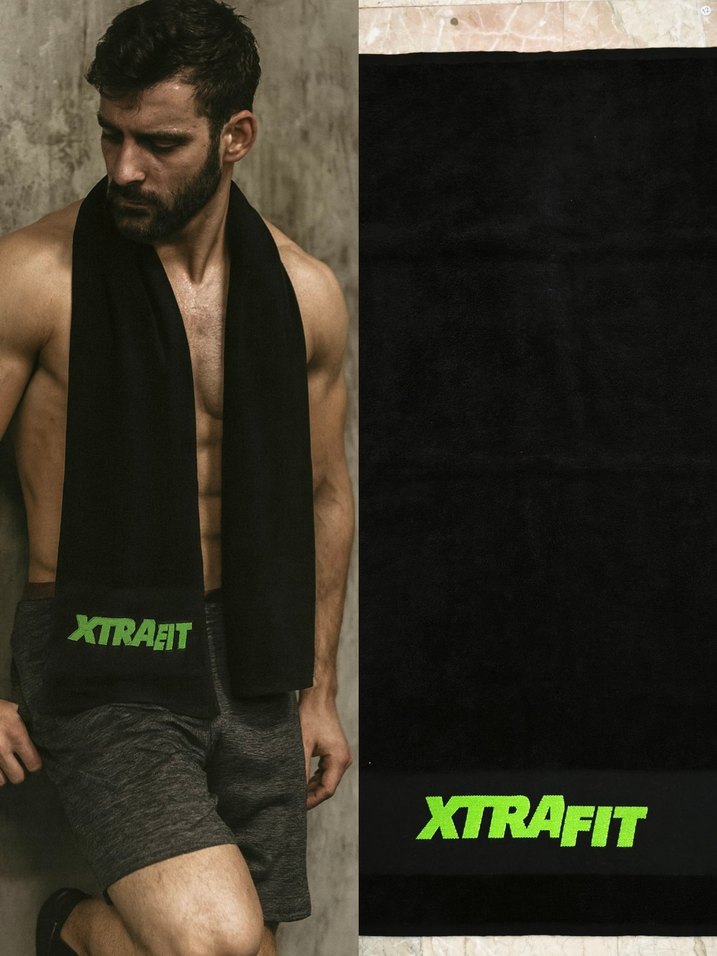 3 adet XTRAFIT Siyah Pamuk Spor Havlu 50x90 cm - Görsel 2