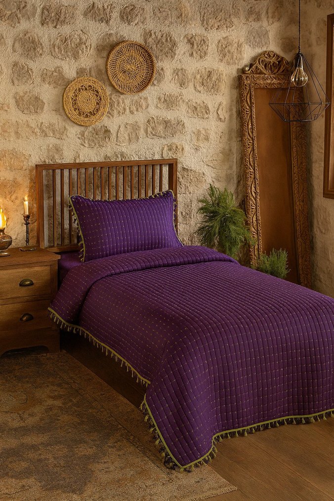 tek kişilik Nakışlı Yatak Örtüsü
çift taraflı kullanabilirsiniz - Görsel 3