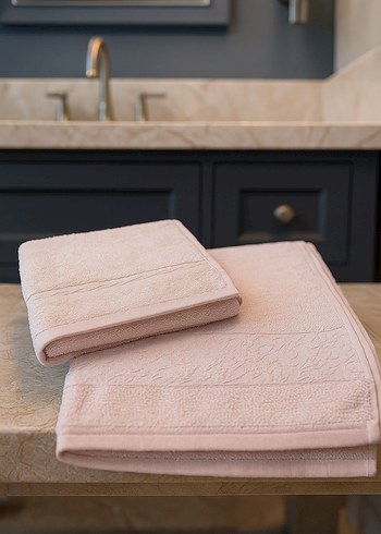 Diğer bambo iplik pudra Pembe 2 li banyo set Modern Havlu Seti
