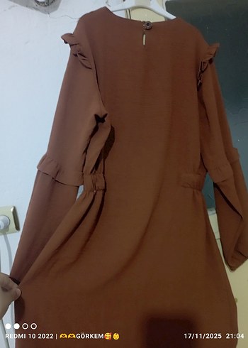 Düğmeli Kahverengi Midi Tunik - Görsel 6