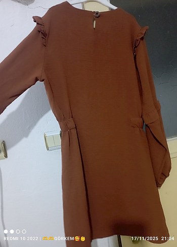 Düğmeli Kahverengi Midi Tunik - Görsel 2