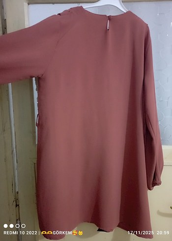 Uzun Kollu Bej Fırfırlı Tunik - Görsel 8