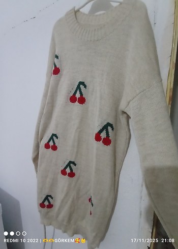 Nakışlı Beyaz Kadın Triko Kazak - Görsel 3